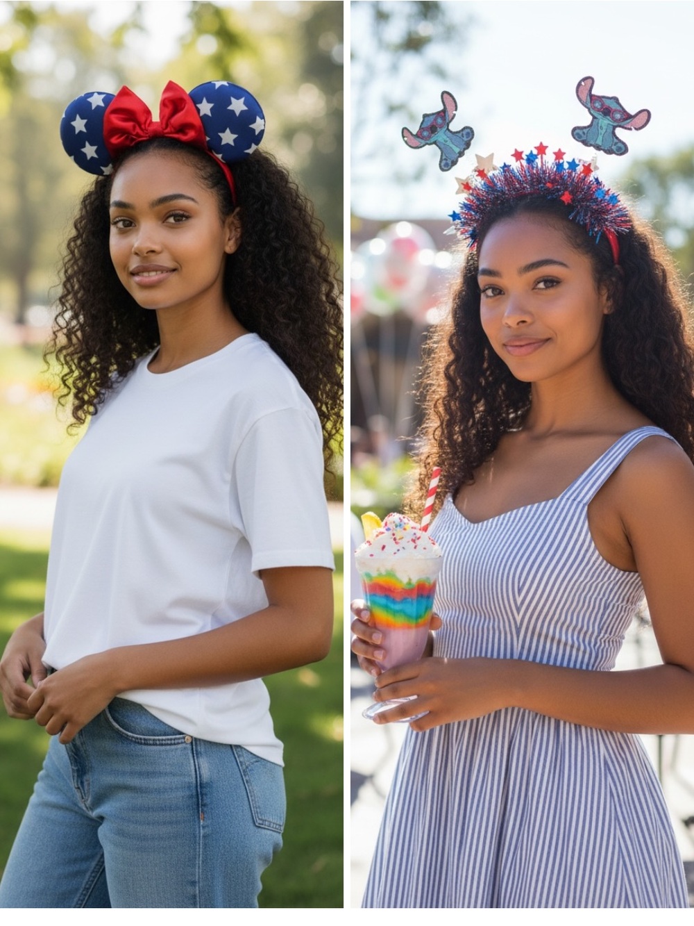 Disney Bundle Minnie Mouse And Stitch  Headband Set - Red, Blue, Silver